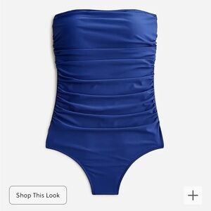 J. Crew Ruched Bandeau One-Piece Swimsuit in Harbor View, long torso size 8